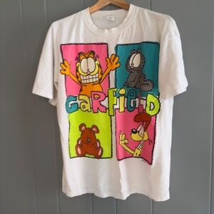 Vintage Garfield Neon Block Cartoon Tee Sun Sportswear 18W XL Made USA 90s Style